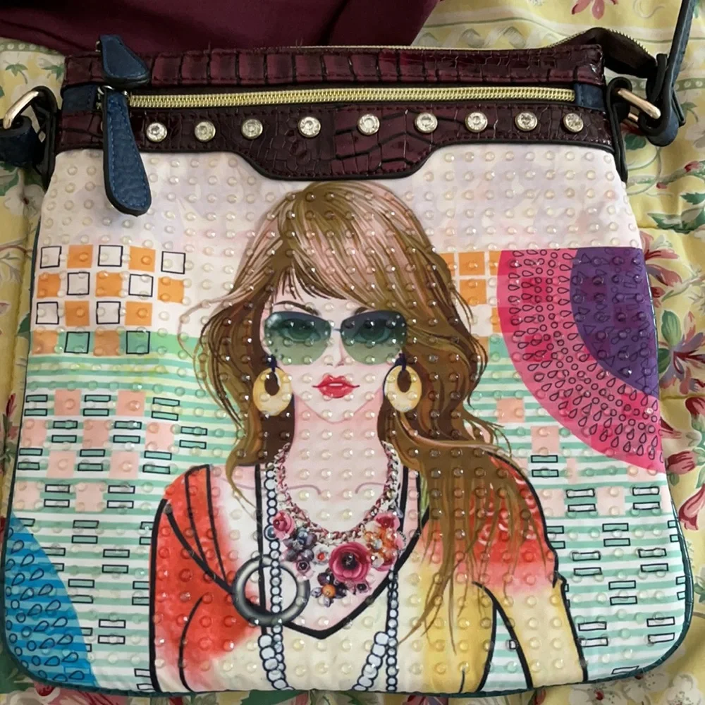 NWOT Vintage 80’s fashion girl image rhinestone shoulder bag